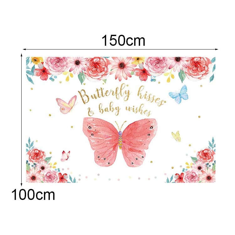 1.5m X 1m Butterfly Pattern Photography Backdrop Birthday Party Decoration Background Cloth(MDU01...