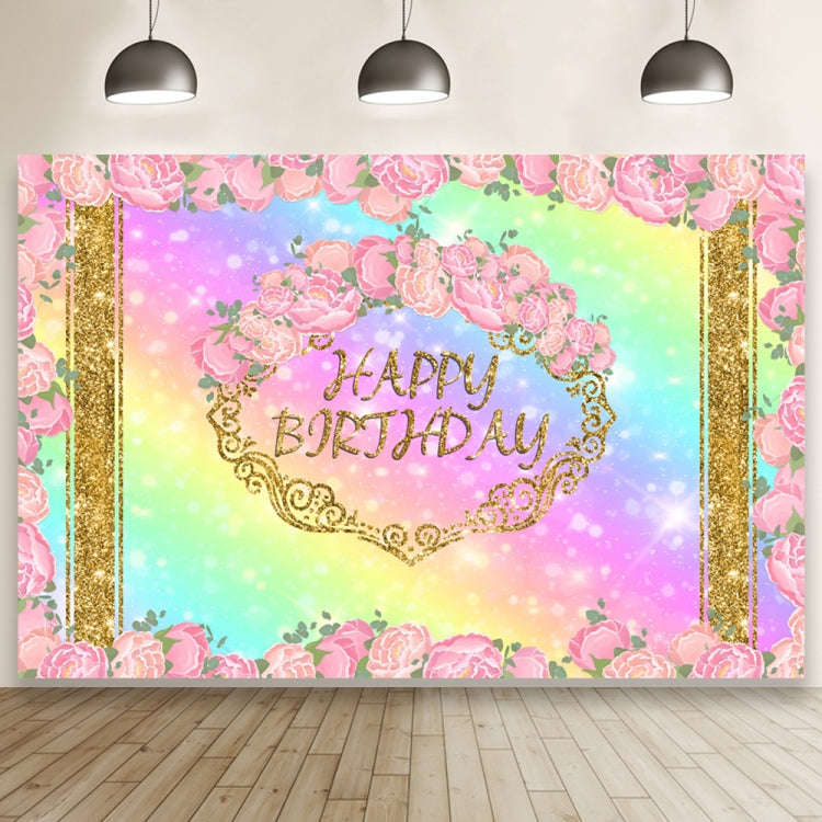 1.5m x 1m Flower Series Happy Birthday Party Photography Background Cloth(MSD00695)