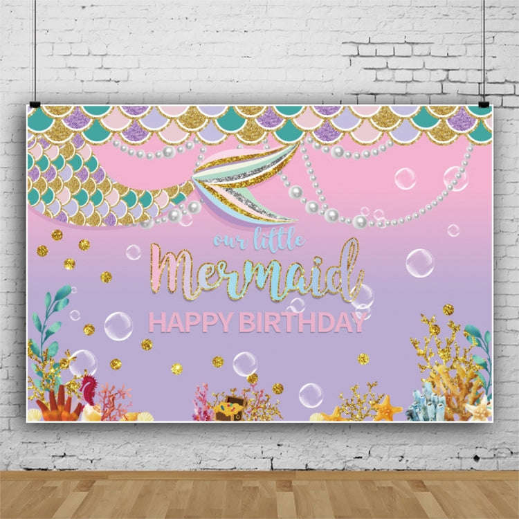 120 x 80cm Mermaid Happy Birthday Photography Background Cloth(12009595)