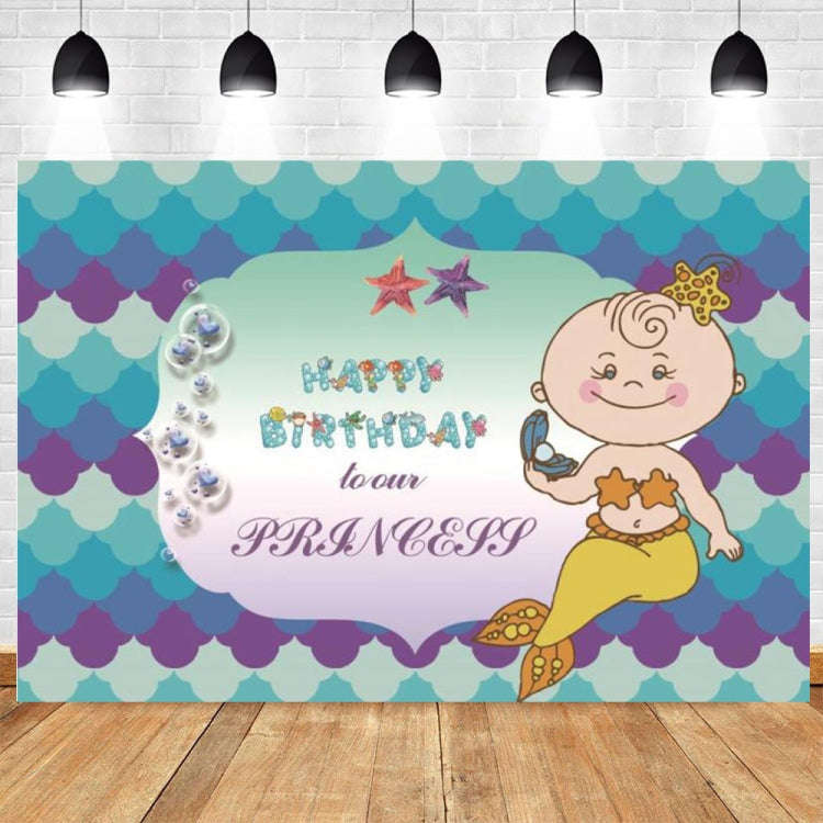 120 x 80cm Mermaid Happy Birthday Photography Background Cloth(11401122)