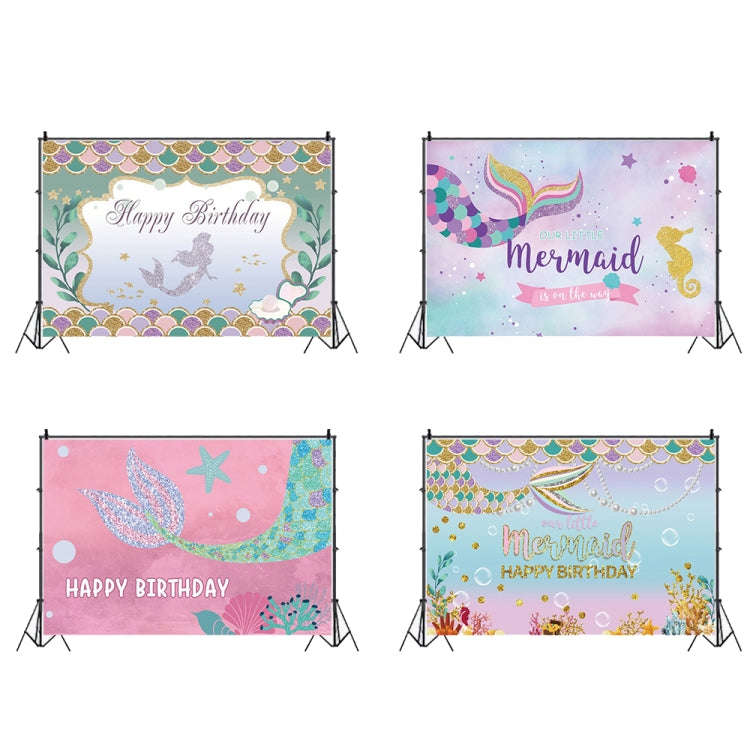 120 x 80cm Mermaid Happy Birthday Photography Background Cloth(12010125)