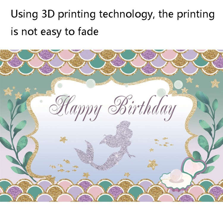 120 x 80cm Mermaid Happy Birthday Photography Background Cloth(12010125)