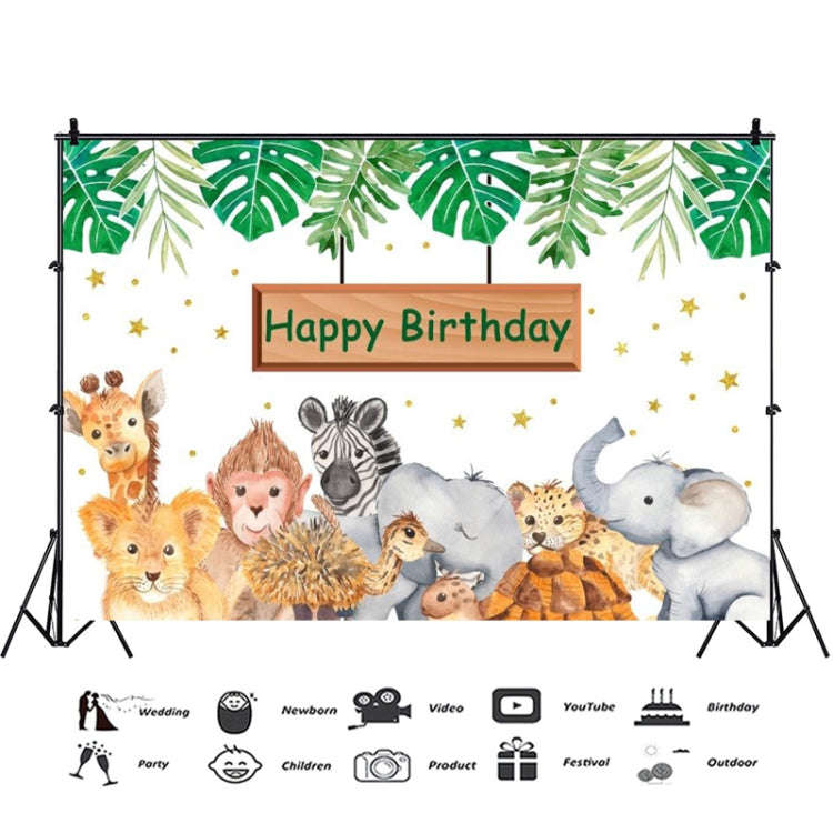 MDN08226 1.5m x 1m Animal Forest Cartoon Birthday Party Banquet Decoration Photo Background Cloth