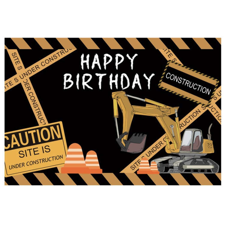 1.2m x 0.8m Construction Vehicle Series Happy Birthday Photography Background Cloth(11306286)