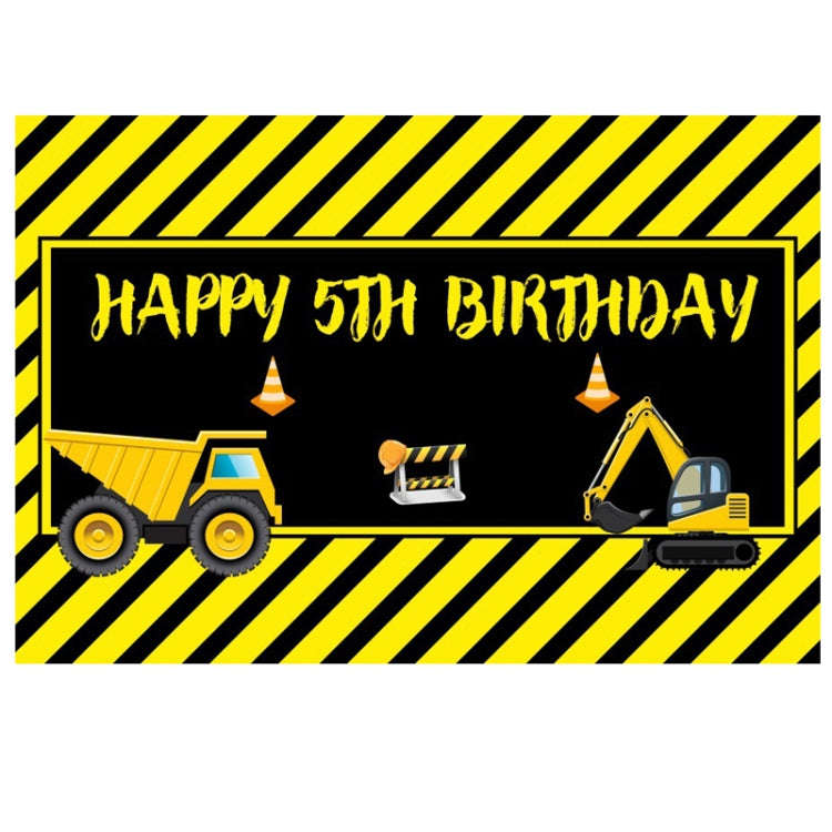 1.2m x 0.8m Construction Vehicle Series Happy Birthday Photography Background Cloth(11604070)
