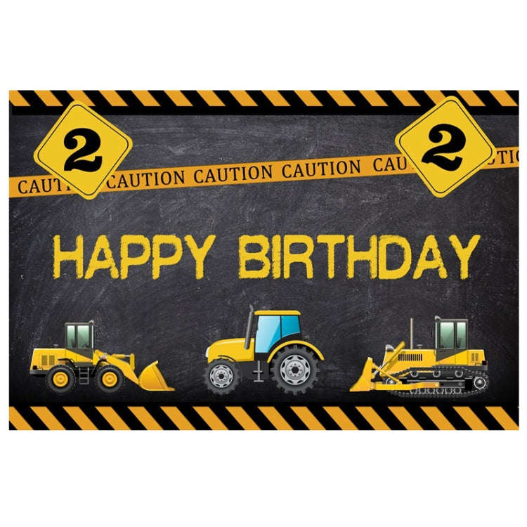 1.2m x 0.8m Construction Vehicle Series Happy Birthday Photography Background Cloth(11604130)