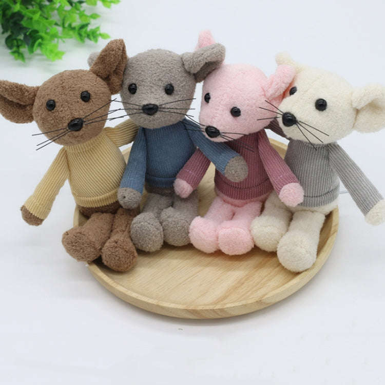 Newborn Photography Clothing Baby Knitted Jumpsuit + Hat + Mouse Doll Three-Piece Set(Pink)