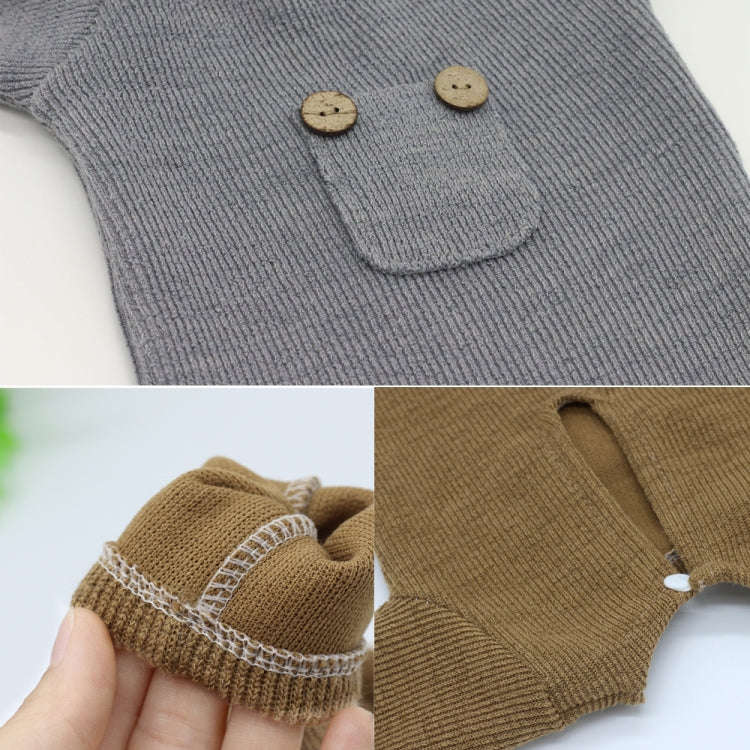 Newborn Photography Clothing Baby Knitted Jumpsuit + Hat + Mouse Doll Three-Piece Set(White)