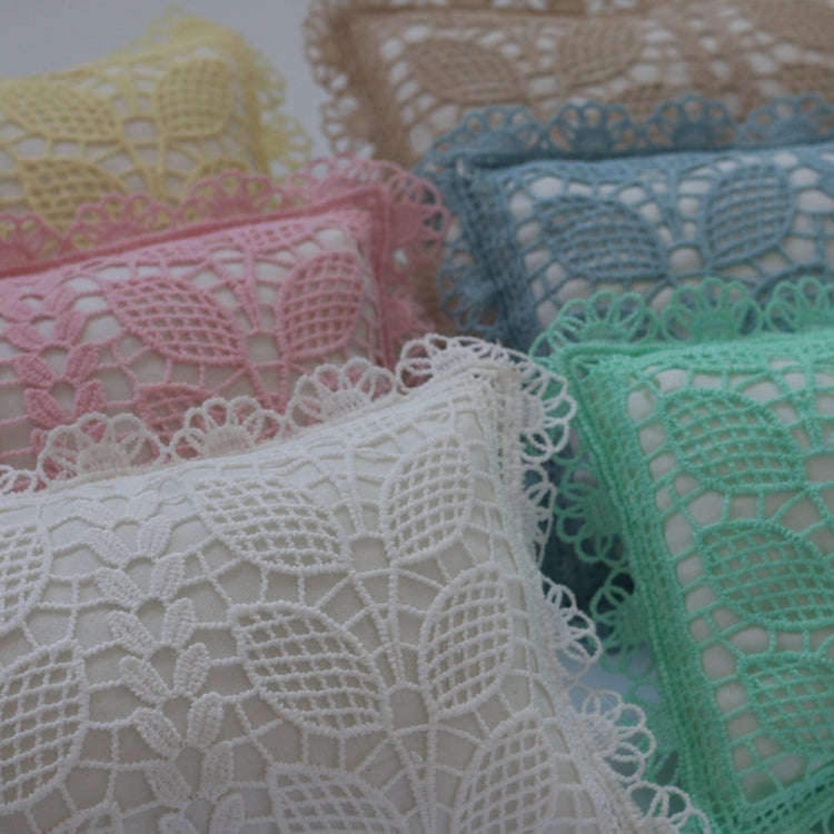 Hollow Lace Round Blanket + Pillow Suit Baby Photography Props(Light Blue)
