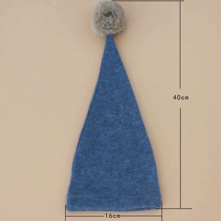 Newborn Photography Clothing Baby Photography Fur Ball Knitted Long Tail Hat(Light Blue)