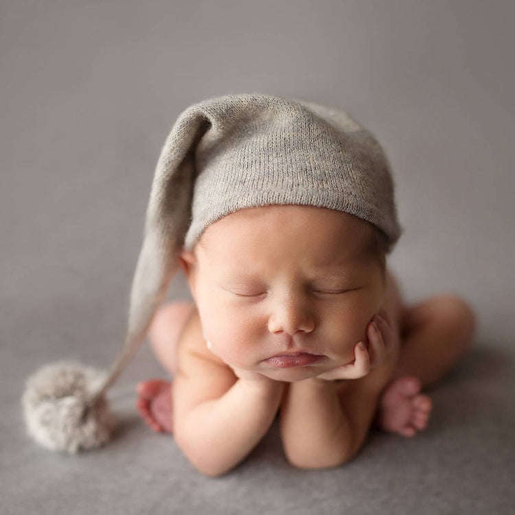 Newborn Photography Clothing Baby Photography Fur Ball Knitted Long Tail Hat(Light Green)