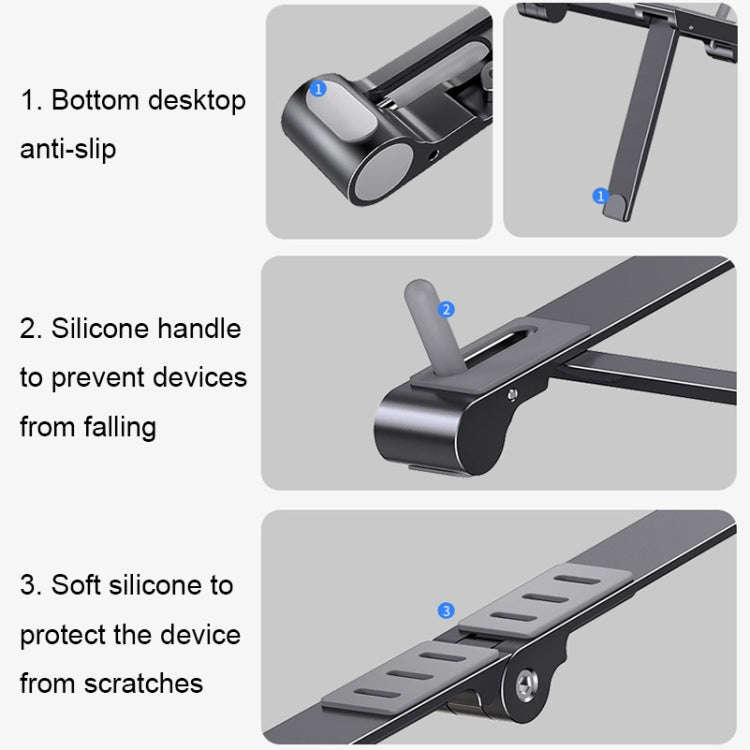 X23 3 In 1 Portable Storage Foldable Aluminum Phone Tablet Stand(Grey)