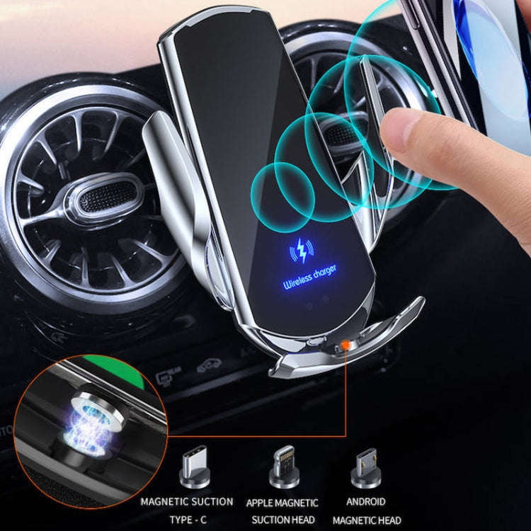 Q3 Infrared Induction Magnetic Car Wireless Charging Phone Bracket with Micro USB + 8 Pin + Type-...