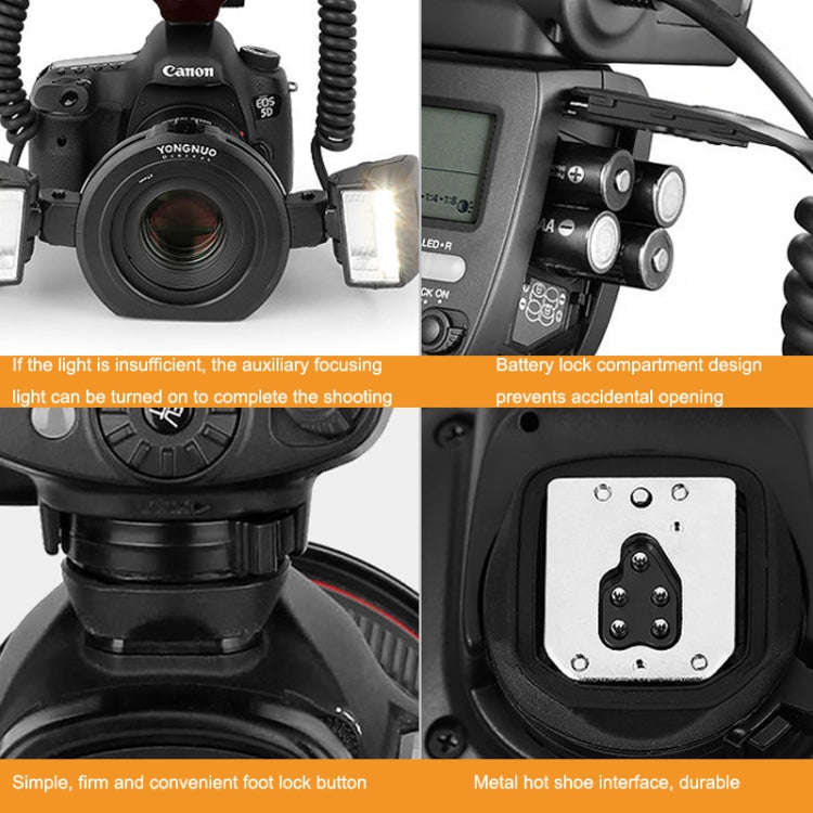 For Canon TTL Oral Insect Insect Teeth Ring Light YONGNUO YN24EX Macro Ring Flash Speedlite(Black)