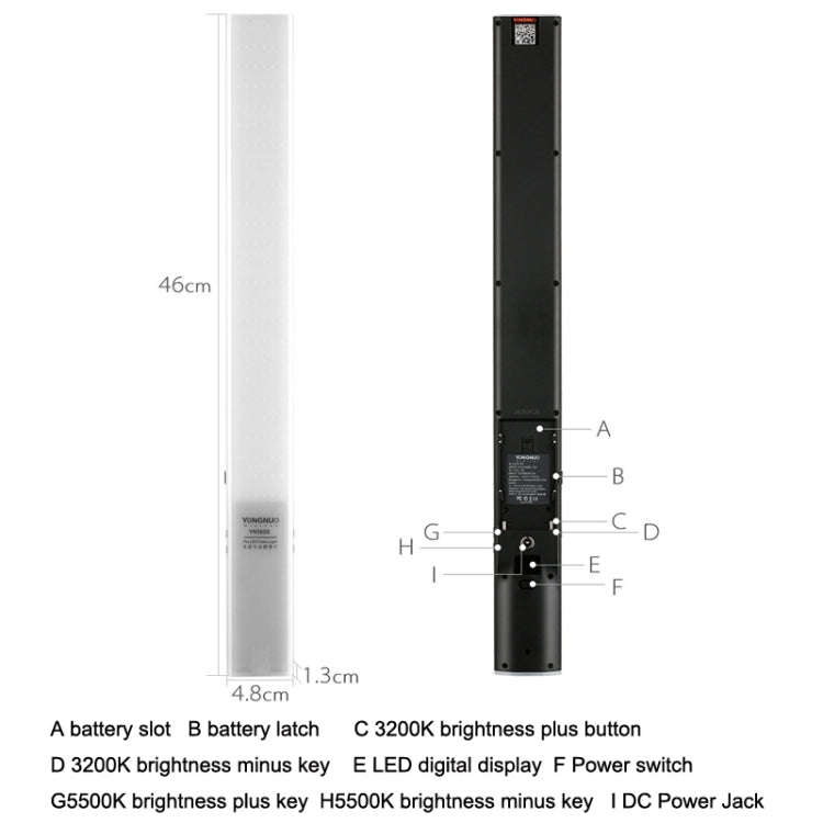 YONGNUO YN360S SLR LED Fill Light Stick Handheld Camera Lights External Photo Lamp, Style: Standa...