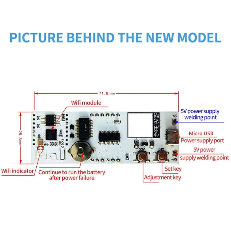 0.8 Inch Electronic Clock Movement Module WIFI Digital Tube Digital Time Display(Blue)