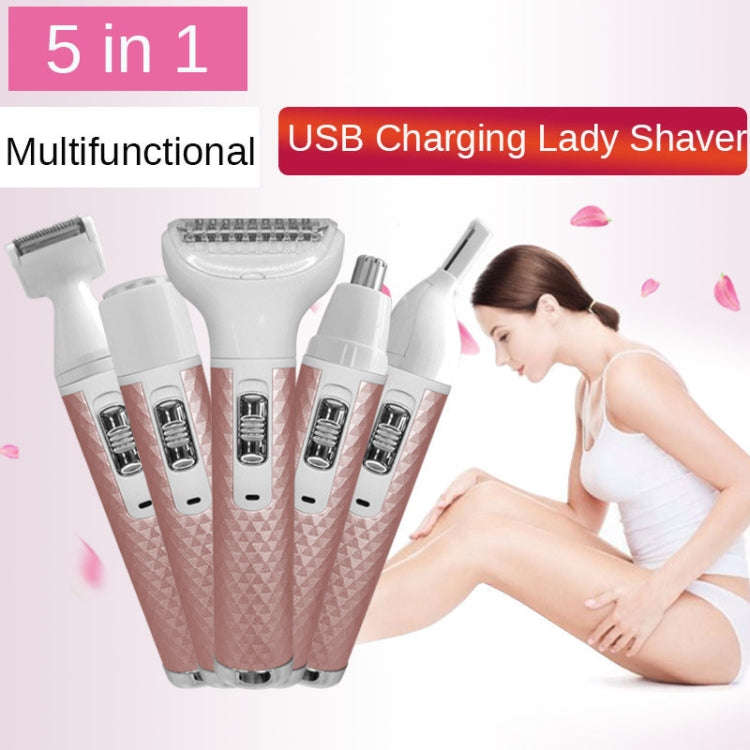 5 In 1 Electric Shaver Lady Household Bikini Axillary Hair Private Parts Hair Scraper(Green)