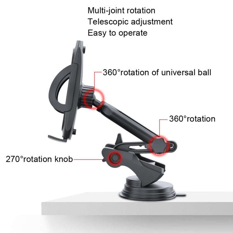 Yesido C111 Double Pole Rotating Telescopic Arm Car Bracket(Black)