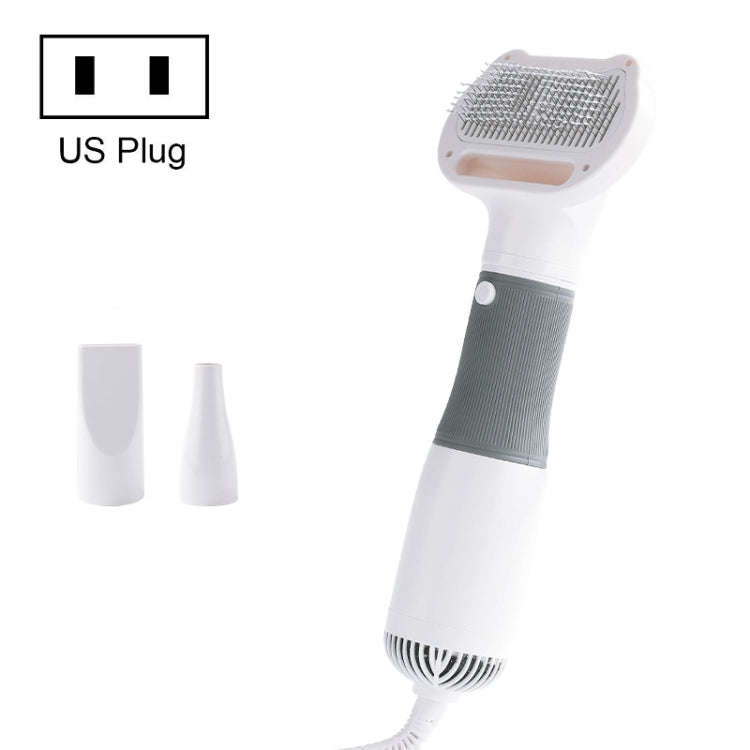 3 in 1 600W Pet Electric High Wind Hair Removal Blowing Combs, Specification: US Plug 110V(Gray)