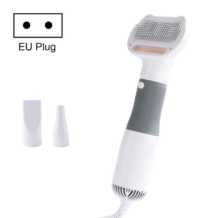 3 in 1 600W Pet Electric High Wind Hair Removal Blowing Combs, Specification: EU Plug 220V(Gray)