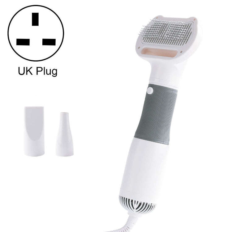 3 in 1 600W Pet Electric High Wind Hair Removal Blowing Combs, Specification: UK Plug 220-240V(Gray)