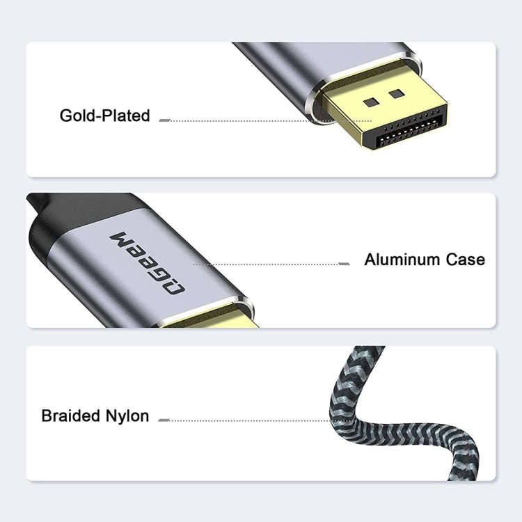 QGeeM QG-UA13 Type-C To DP 4K 60Hz Nylon Braided Adapter Cable, Length: 1.2m