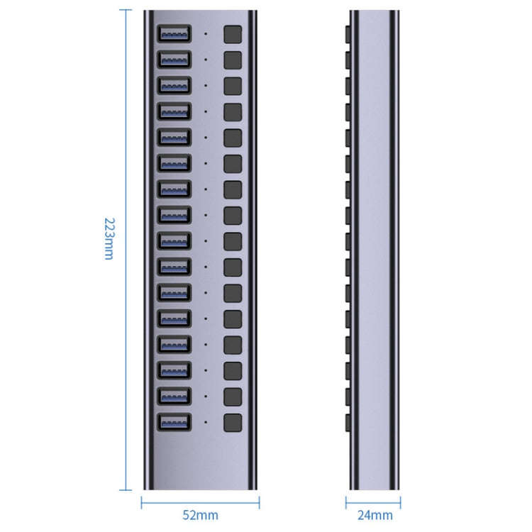HS-716MG USB3.0 Plastic Shell Black 10 Ports 12V/4A Extension Docking Computer Camera HUB