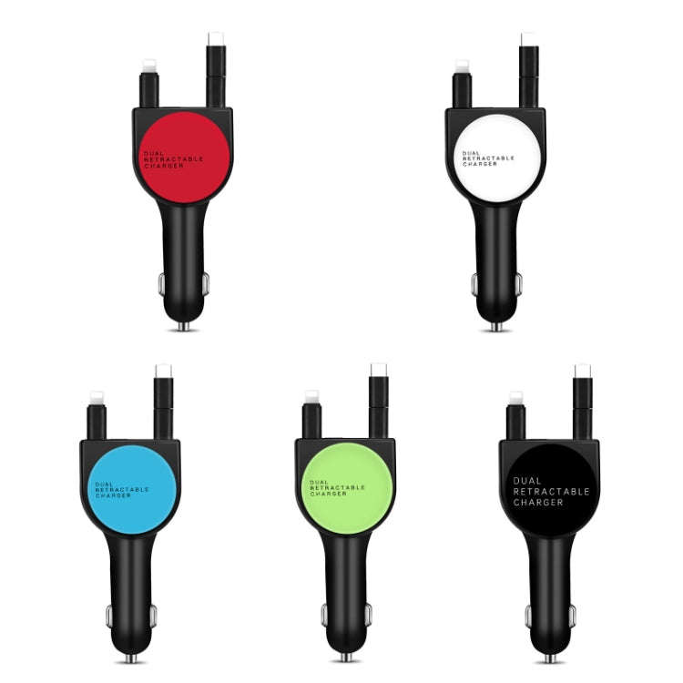 3 In 1 3.1A Dual USB Single Pull Retractable Fast QC3.0 Car Charger(Red)