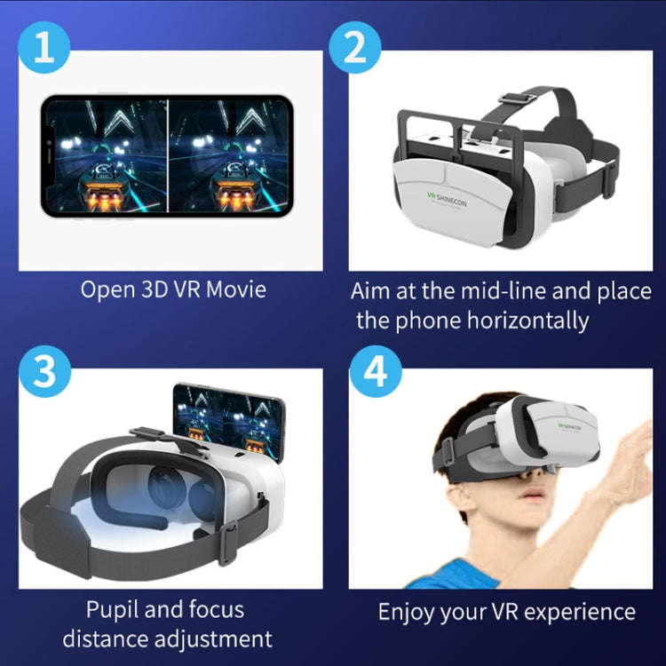 VRSHINECON G12 VR Glasses 3D Movie All In One Game Machine Immersive Virtual Reality Glasses(White)