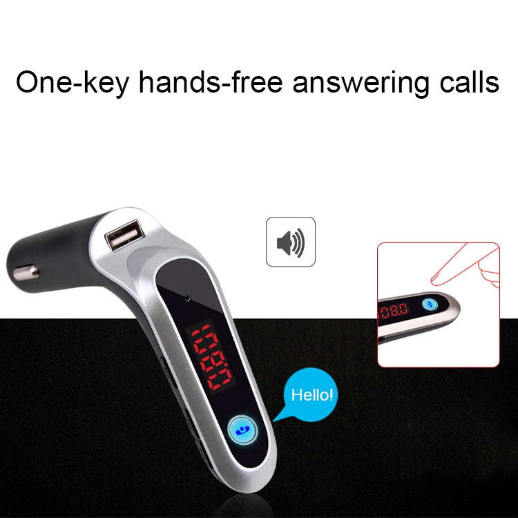 S7 Smart Digital Display Music Player Calling Car Charger, Color: Silver