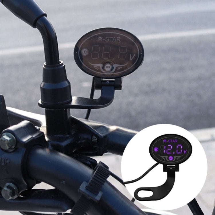 YL-M01 Motorcycle Battery Voltage Monitoring M-STAR Intelligent Voltage Meter(Purple)