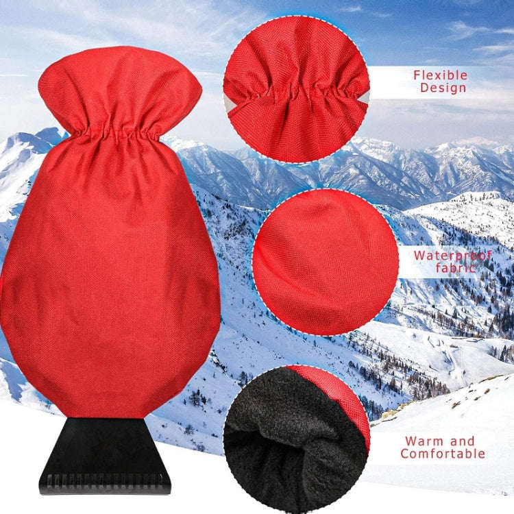 2pcs Winter Warm Car Snow Shoveling Gloves Deicing Snow Scraper(Red)