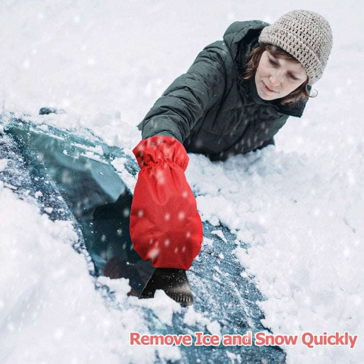 2pcs Winter Warm Car Snow Shoveling Gloves Deicing Snow Scraper(Red)
