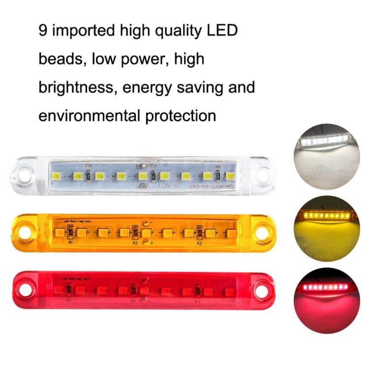 MK-224 10pcs 12-24V Truck Trailer 9LED Side Light Tail Lamp Signal Light(Yellow)