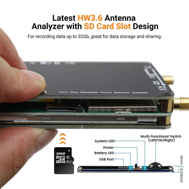 NANOVNA-H Upgraded Version 2.8 Inch TFT 50Khz-1.5Ghz Vector Network Antenna Analyzer MF HF VHF UH...