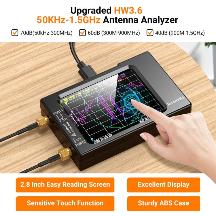 NANOVNA-H Upgraded Version 2.8 Inch TFT 50Khz-1.5Ghz Vector Network Antenna Analyzer MF HF VHF UH...