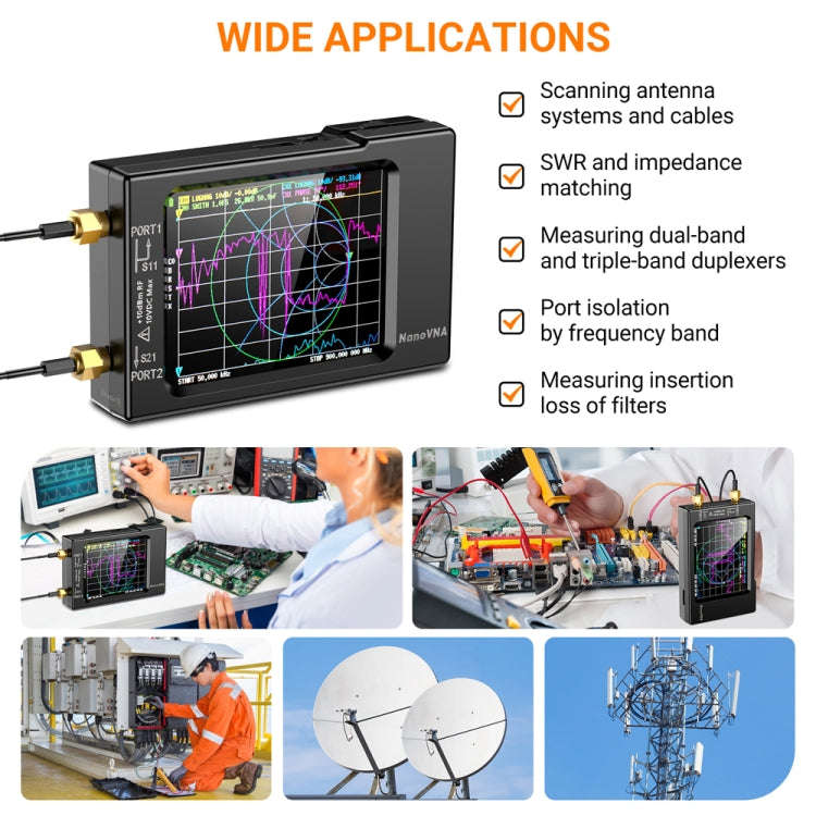 NANOVNA-H Upgraded Version 2.8 Inch TFT 50Khz-1.5Ghz Vector Network Antenna Analyzer MF HF VHF UH...