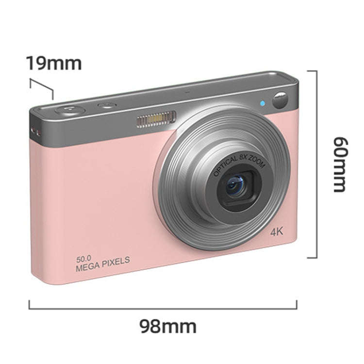 C13 2.88 inch 4K 8X Optical Zoom Telescopic Lens HD Digital Camera, Spec: White+Card Reader+Wiper