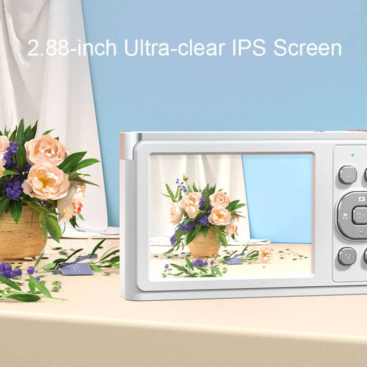 C13 2.88 inch 4K 8X Optical Zoom Telescopic Lens HD Digital Camera, Spec: White+Card Reader+16G