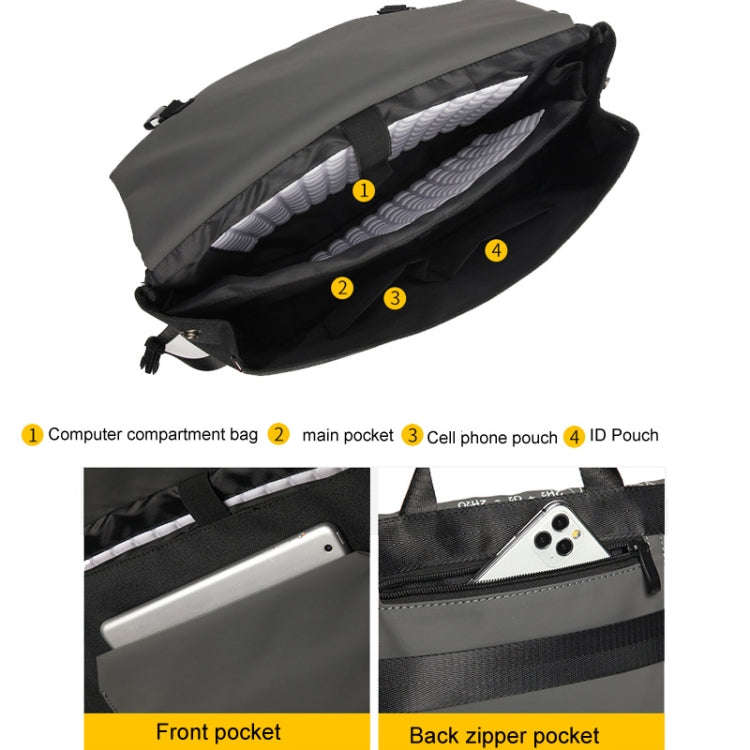 LUCKYBAT Laptop Bag Airbag Anti-drop Crossbody Handbag, Size: L 16 Inch(Black Lightning)
