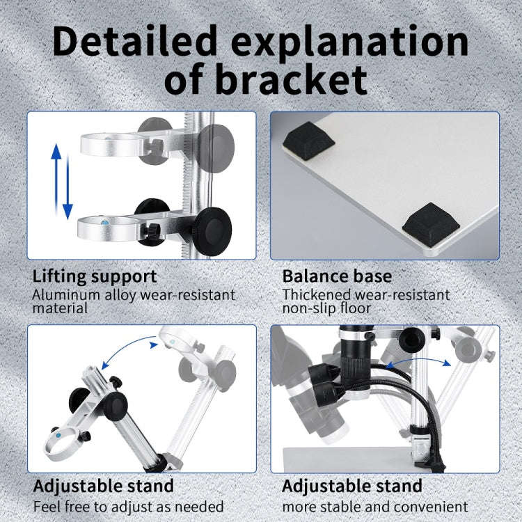 G1600 1-1600X Magnification 9 Inch Electron Microscope, Style: Without Battery EU Plug