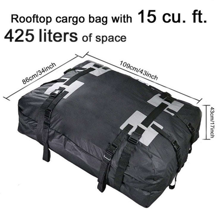 15 Cubic Foot Car Universal Rainproof Roof Luggage Outdoor Camper Roof Bag + Non-slip Mat(Black)