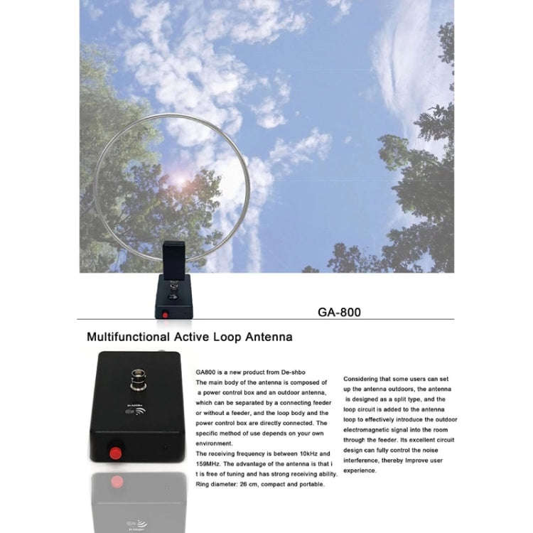 GA800 10KHz-159MHZ HF Radio Short Wave Antenna With Source Ring Shaped Antenna
