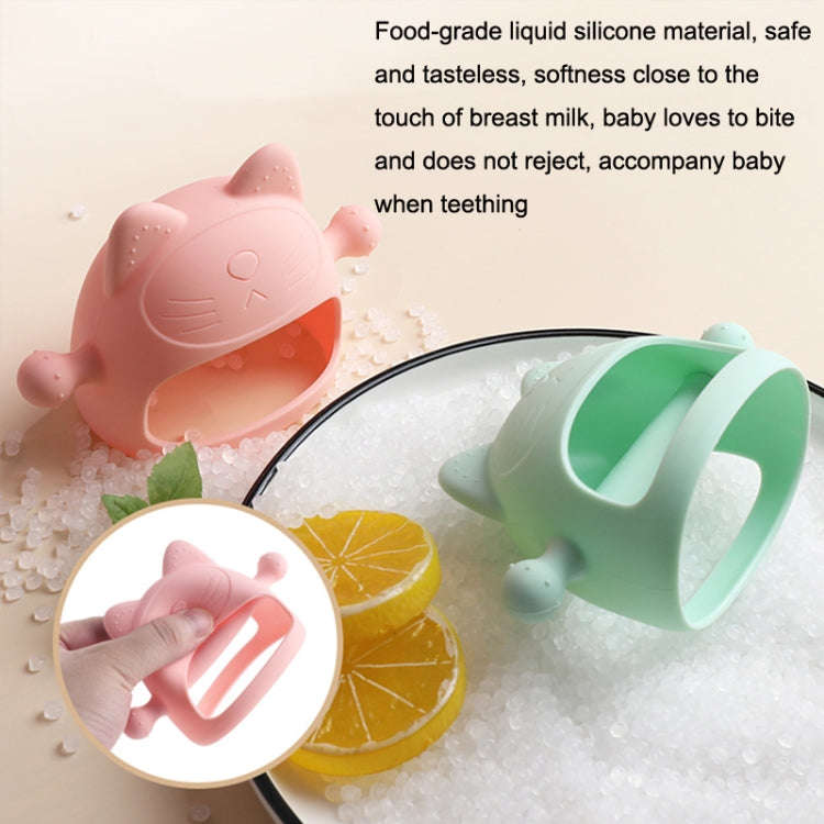 Baby Anti-eating Hand Cover Boiled Silicone Soothing Teeth Stick(Gray Blue)