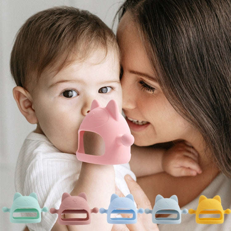 Baby Anti-eating Hand Cover Boiled Silicone Soothing Teeth Stick(Gray Blue)