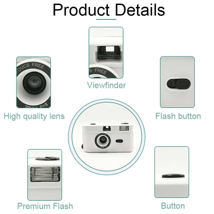 R2-FILM Retro Manual Reusable Film Camera for Children without Film(White+Blue)