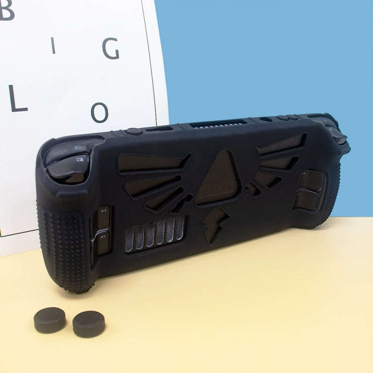 For Steam Deck V V4-1 Pocket Consoles Silicone Non-slip Protective Case with Holder Function(Black)
