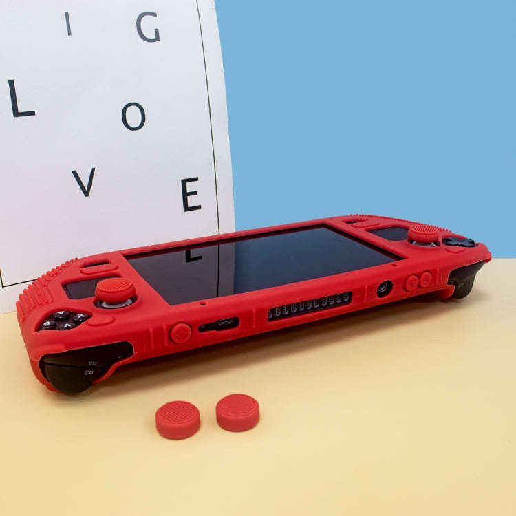 For Steam Deck V V4-1 Pocket Consoles Silicone Non-slip Protective Case with Holder Function(Red)