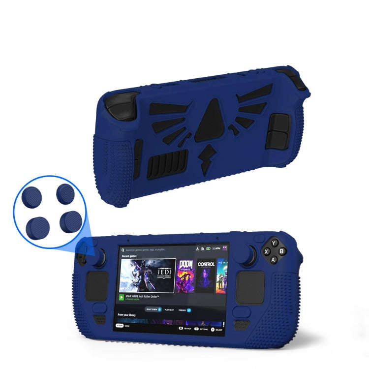For Steam Deck V V4-1 Pocket Consoles Silicone Non-slip Protective Case with Holder Function(Blue)