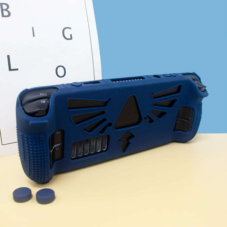 For Steam Deck V V4-1 Pocket Consoles Silicone Non-slip Protective Case with Holder Function(Blue)